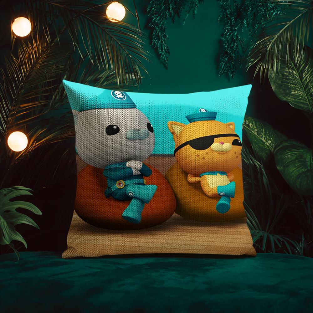 Cartoon Animation Cute The Octonauts Cushion Cover Silky Elegant Comfort Sofa Bed Invisible Zipper Beach Pillowcase