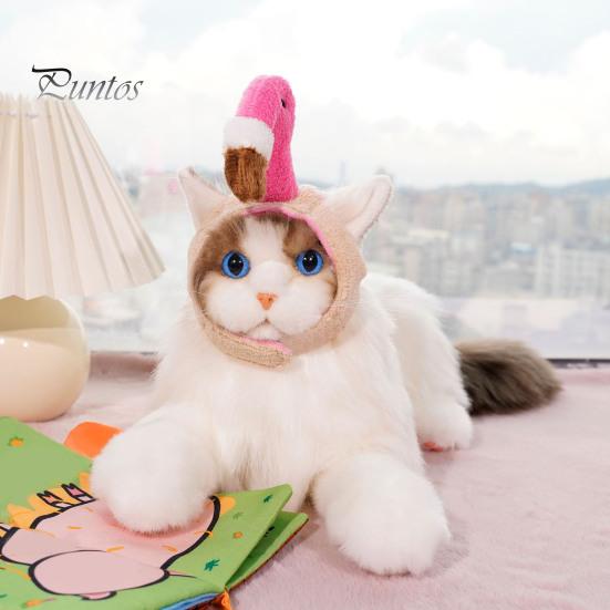 Pet Hat for Cats Adorable Cat Banana Duck Sun Flower Flamingo Tiger Soft Cartoon Design Fastener Tape Adjustable Funny Costume
