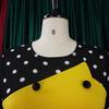 Large Size Women Spring Autumn Fashion Patchwork Polka Dot Dress Ladies One Piece Elegant Round Collar Sheath Dress