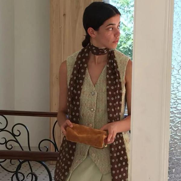 WTEMPO Women's Autumn Retro Elegant Fashion Versatile Casual Outdoor Sunscreen Scarves Spring Summer Round Dot Printed Silk Scarves