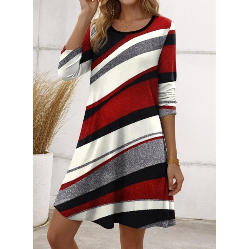 IHUASU Fashion Autumn Winter Long Sleeve O-Neck Casual Dresses