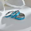 4/6/8mm Rings For Men Women Stainless Steel Ring Blue Fire Opal Inlay Luxury Wedding Band Engagement Rings Jewelry