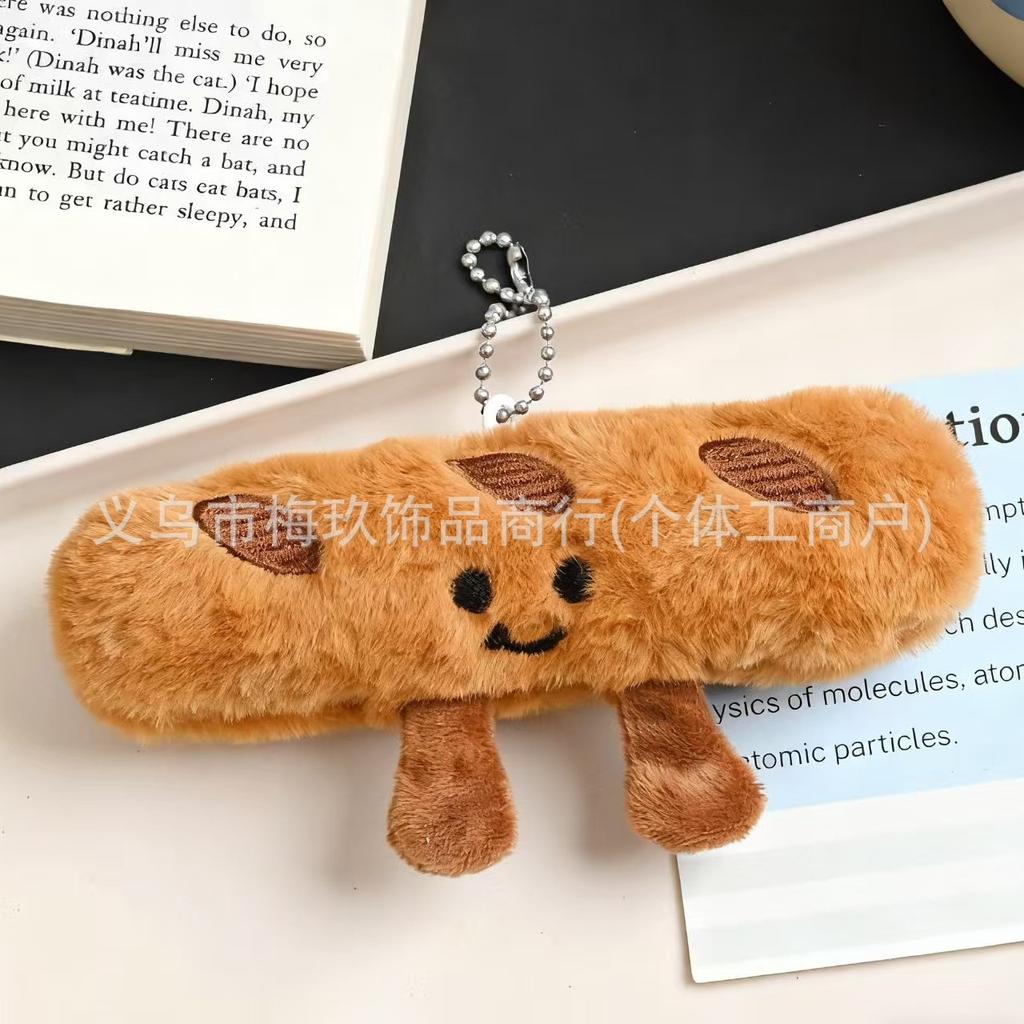 New Cute French Baguette Stuffed Bun Doll Squeaks Croissant Doll Key Chain Pendant Bag Pendant.