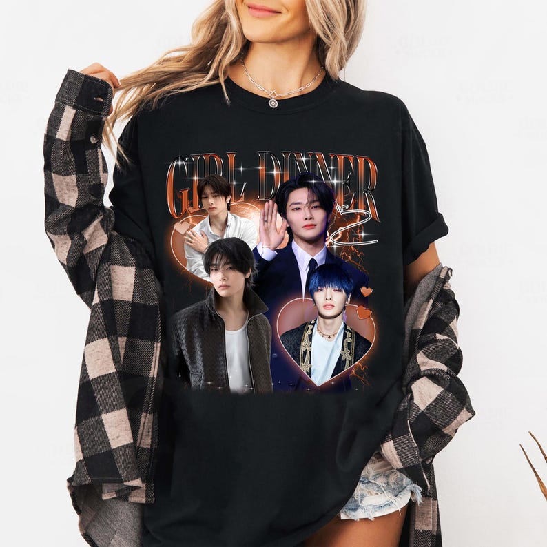 

Girl Dinner I.N Stray Kids T-shirt, Vintage Fans Homage Tee Men Women Hip Hop Streetwear Oversized Tshirt Short Sleeve Casual Clothing XXXL
