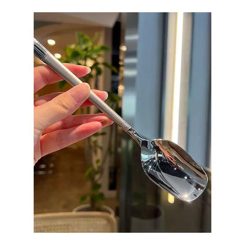 Stainless steel thickened square head spoon household soup spoon tableware kitchen tool