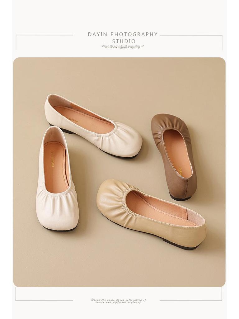Weiwei Girl Women's Retro Square Toe Slip-On Flats with Soft Sole
