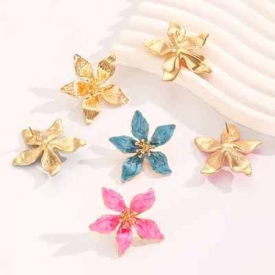 2026 Vintage Tropfenglasierte Blume Ohrringe für Damen Elegant Süß Y2K Steckerohrringe Übertriebenes Schmuck Accessoire Geschenk