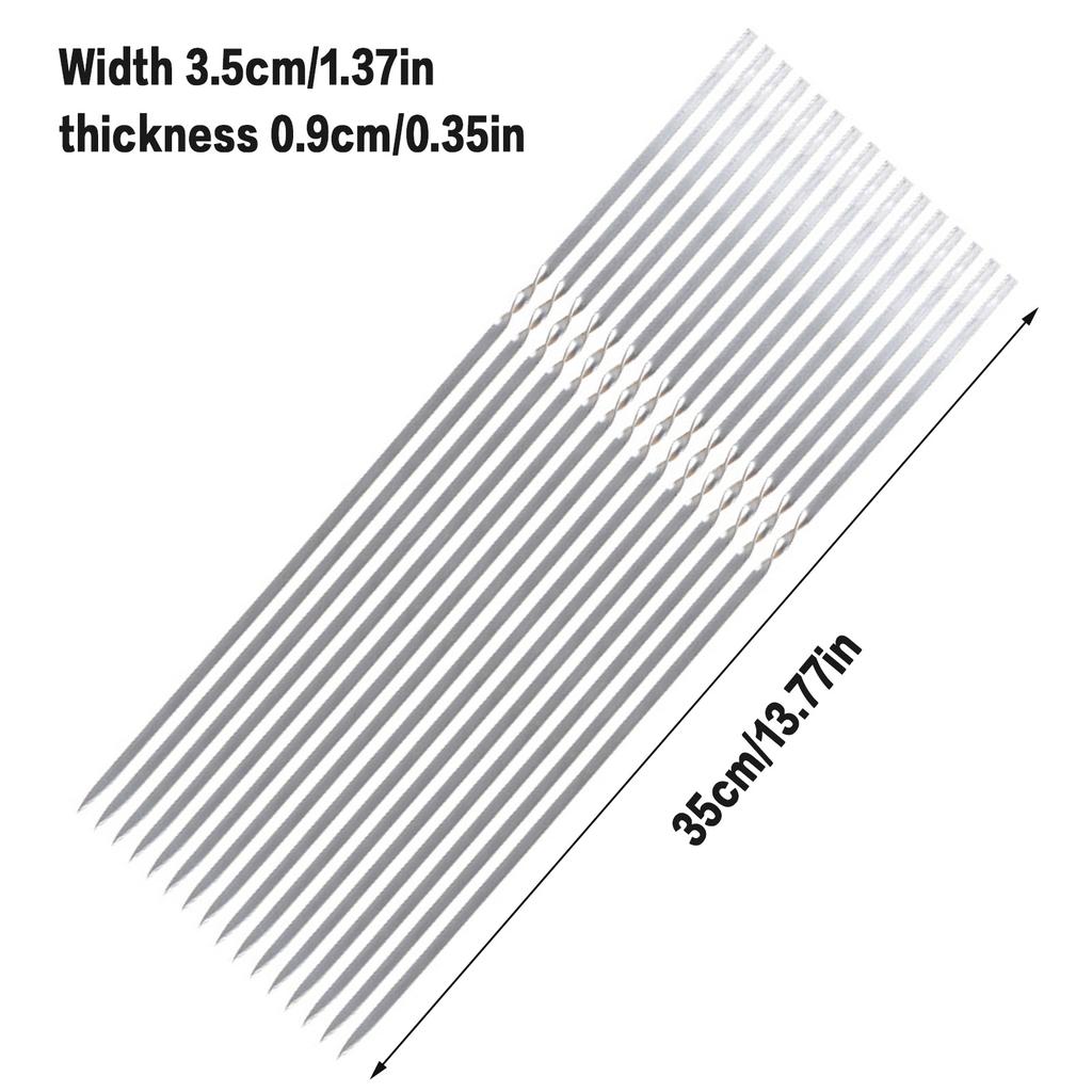 10pcs Reusable Stainless Steel BBQ Skewers Portable Grill Kabob Skewers Suitable for Family Party Shish Kabob