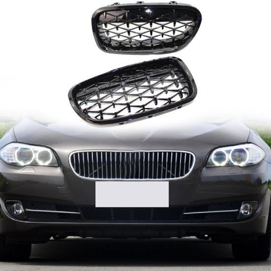 

2Pcs Kidney Grille Center Anti-scratch Black Gloss Durable Front Grill Replacement 51137203650 51137261355 51137203649