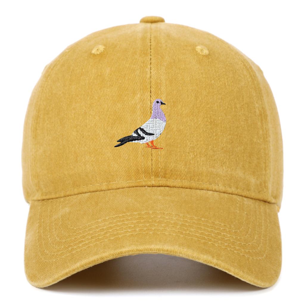 2024 Spring New Pigeon Embroidery Washed Sunscreen Sun Cap Men's and Women's Outdoor Sports Fishing Shade Baseball Cap