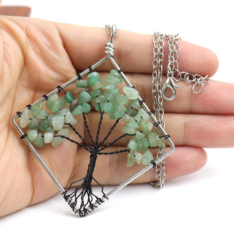 Tree Of Life Square Necklace Natural Irregular Gravel Fashion Accessories Necklace Accessories N51