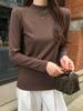 Damen Slim Fit T-Shirt mit gebürstetem Fleece-Futter, Stehkragen und langen Ärmeln für Frühling, Herbst und Winter.