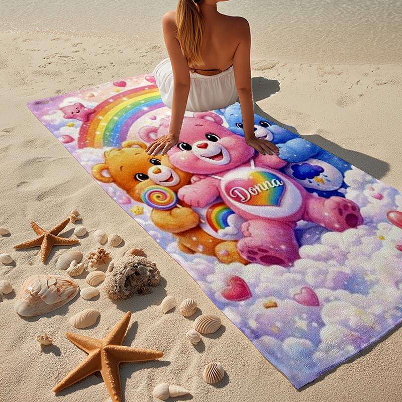 Rainbow Bears  Beach Towel, Super Soft Microfiber, Gift for Her/Him, Birthday, for Pool, Beach, Travel, Home Decor Fan gifts