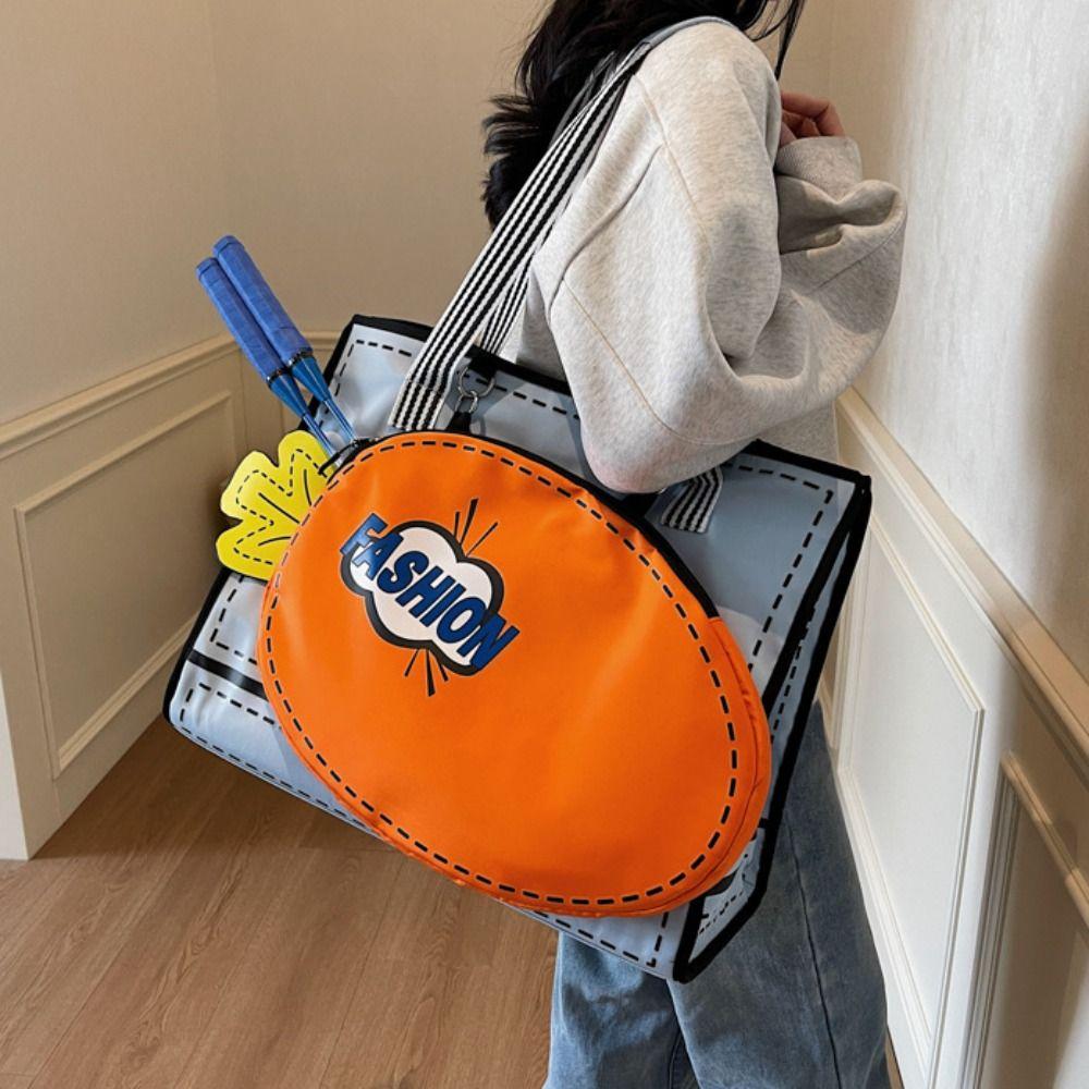 

Large Capacity Sport Racket Storage Bag Cartoon Carrot Bag Portable Fitness Shoulder Bag Shopping синій