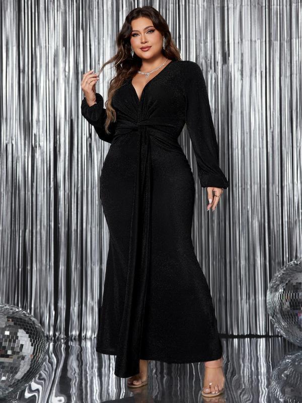 X 39244 Plus Size Long Sleeve Elegant Evening Dress