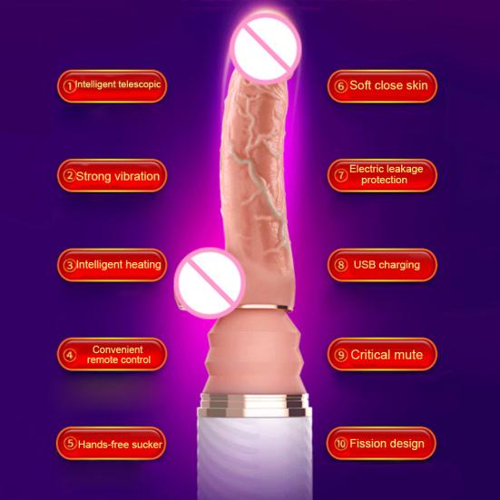 Women Masturbator Vibrator Telescopic Penis Dildo G-spot Massager Flirting Toy