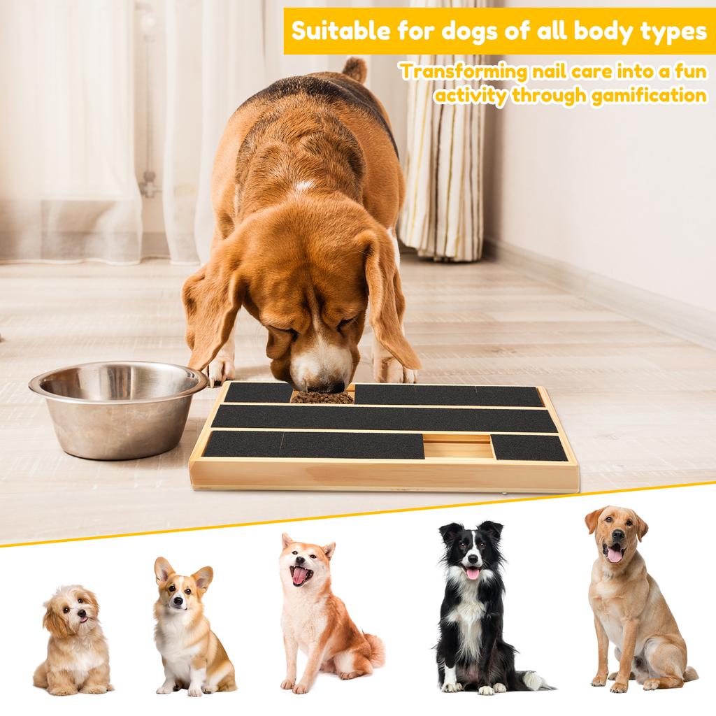 Hölzerne Hunde-Nagelkratzbrett Tragbar Welpen-Nagelfeile Spielzeug Sicheres Welpen-Krallenkratzbrett mit Leckerli-Fach für Hund Katze