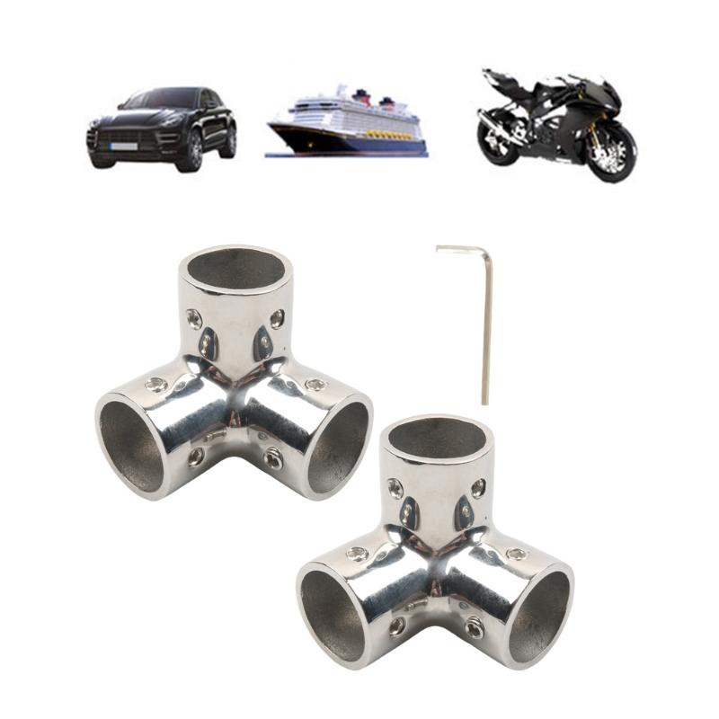 Boat Handrail Corner Fitting Tees Connector 316 Stainless Steel Rail Joint with Slip-On Tube Design and Set Screws for Assembly Work