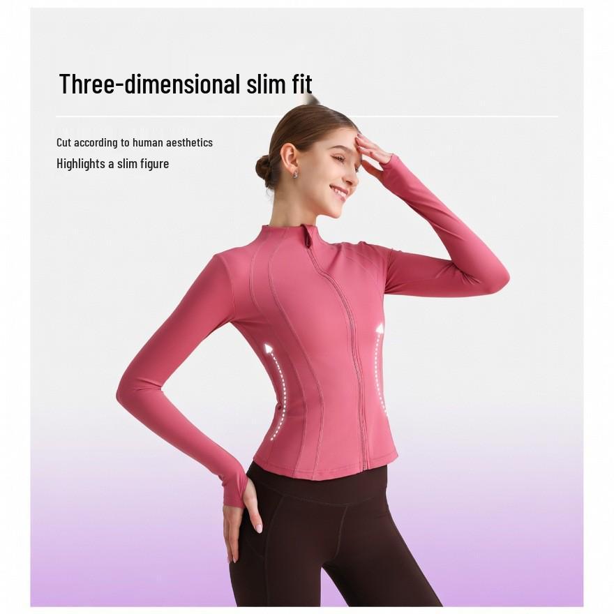 Women's Slim Fit Quick-Dry Zip-Up Yoga Top - Long Sleeve & Bare Feel
