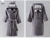Children's Warm Cotton Cartoon Hooded Bathrobe - Absorbent Towel Material for Boys & Girls, Ideal for Autumn/Winter Swimming or Sleepwear.