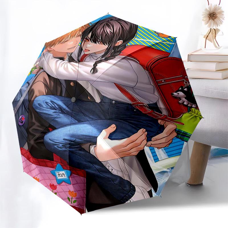 1pc Outdoor Umbrella with Cute Anime Characters, Automatic Opening, Portable Tri-Fold Design, 8-Rib Iron Frame, Perfect for Fans, Travel, Daily Use, I