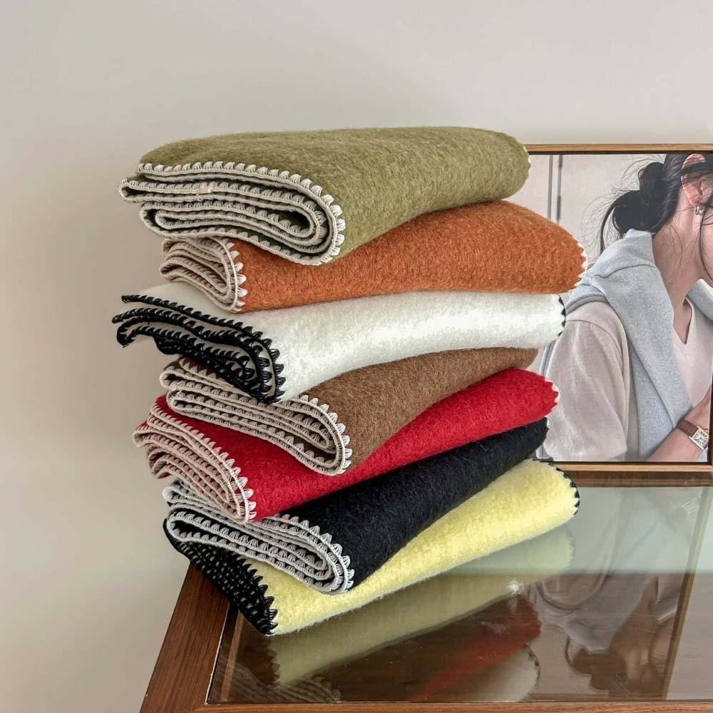 Polyester Long Thickened Neckscarf Soft Women Warmer Scarf Large Lock Edge Winter Scarf  Couple