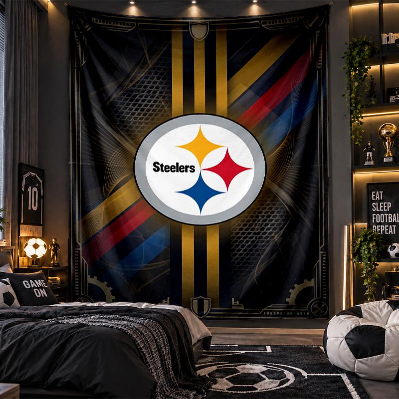Wall Hanging Tapestry Pittsburgh Steelers Print Cloth for Living Room Bedroom Home Decor