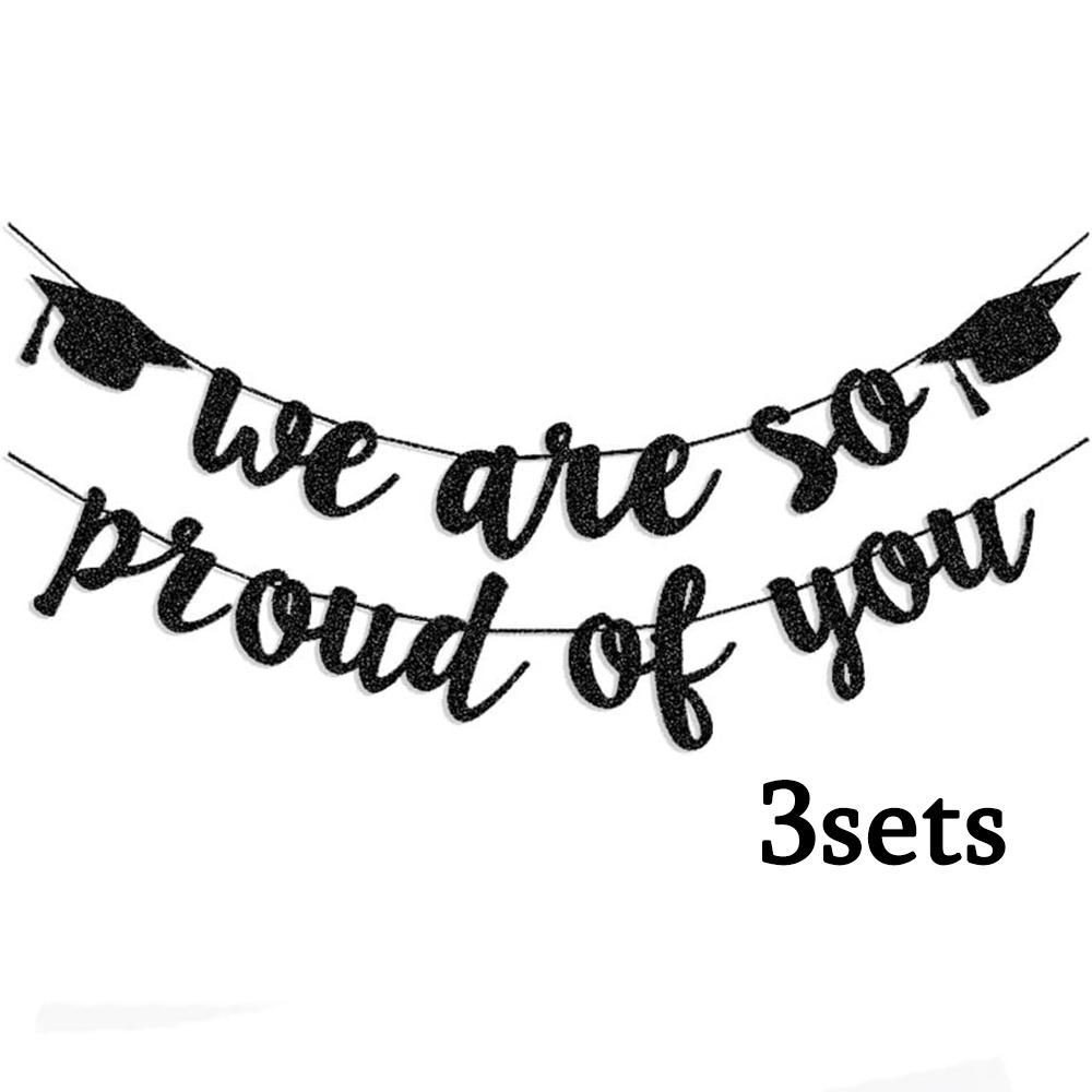 3sets 2026 Graduation Banners Party Decorations We Are So Proud of You Graduation Banners Garland for Congratulation Graduations Party Supplies