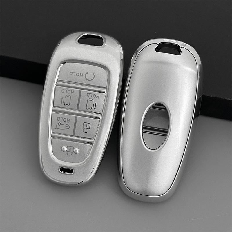Hyundai Tucson L Quicksand Silver 4-Button Key Case - Korean Car Interior Protective Shell