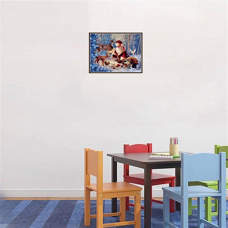 DIY 5D Diamond Painting Santa Claus Full Round Snow Scenery Diamond Embroidery Mosaic Cross Stitch