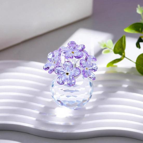 Faux Crystal Flower Figurine Forget Me Not Flower Gift for Women Sympathy Clear Glass Flower Ornaments for Valentine's Day Birthday Table Decor