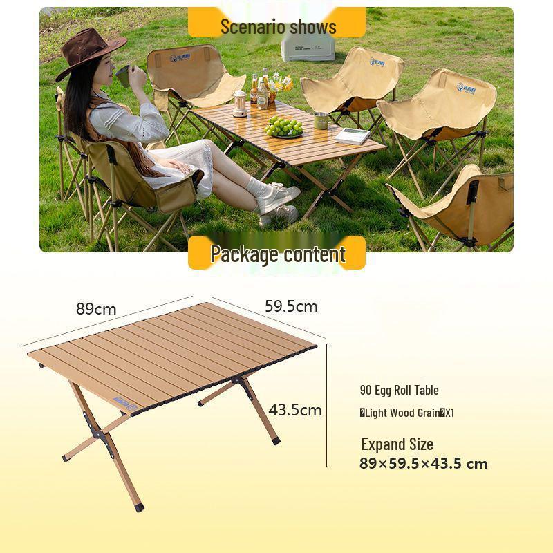 Tragbares faltbares Campingtisch- und Mondstuhlsset mit aufrollbarem Tisch