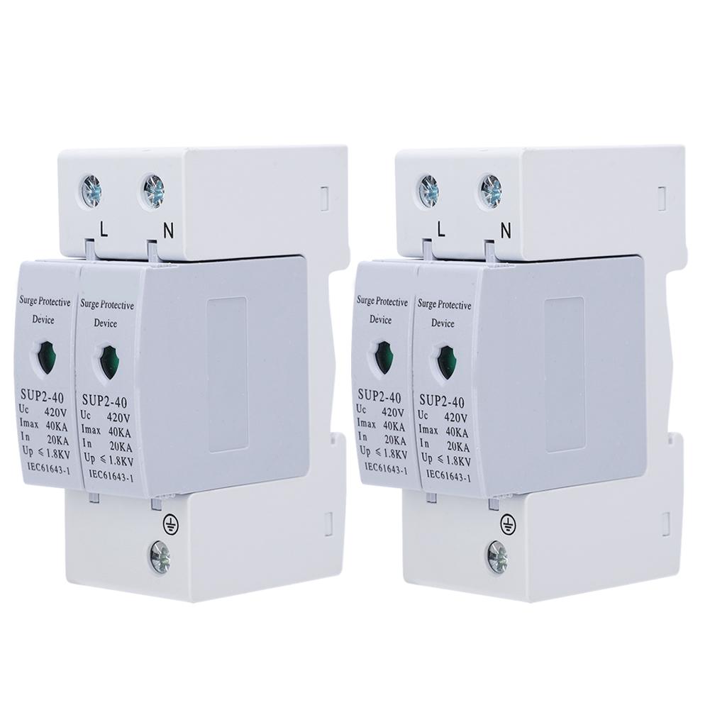

2Pcs Surge Protection Device AntiThunder Electronic Component SUP240 2P 40KA 420V AC