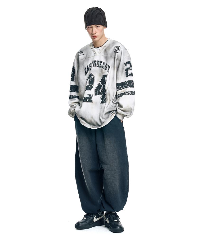 EASY NO EASY Washed Balloon Baggy Sweatpants - Black
