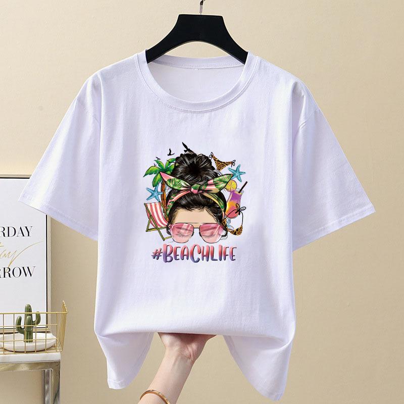 Iron On Patches Woman Beach Life Clothes Stickers Hoodies Heat Press Appliqued Diy Parches Ropa T-Shirt Heat-Adhesive Patch