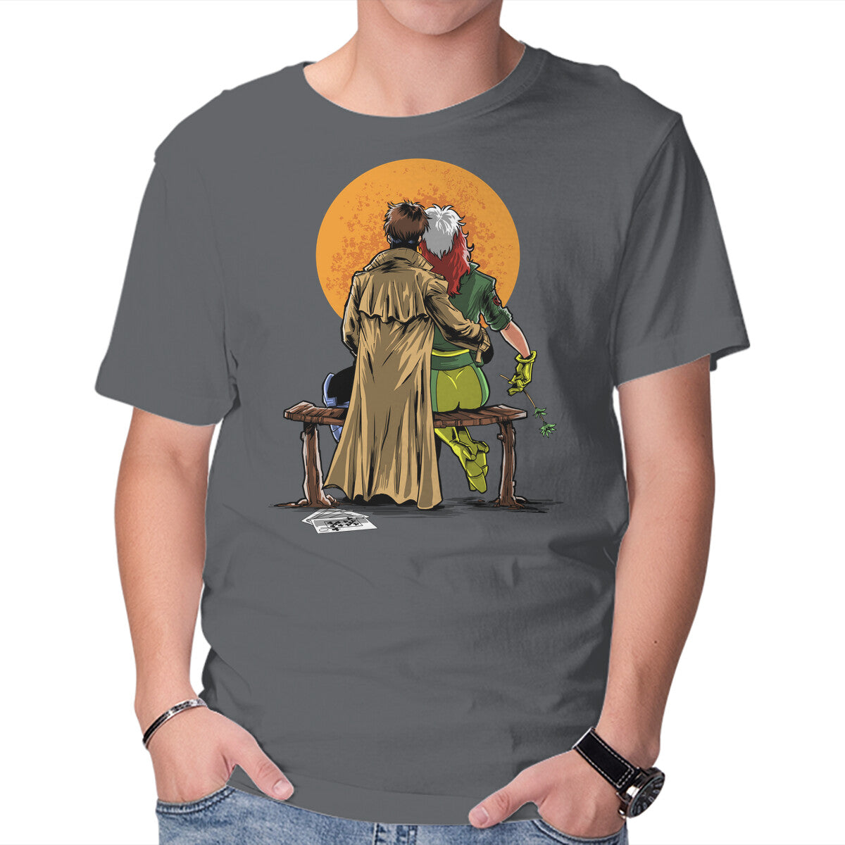 Unisex Crew Neck T-Shirt Mutants Gazing At The Moon Graphic Short Sleeve Casual Tee L
