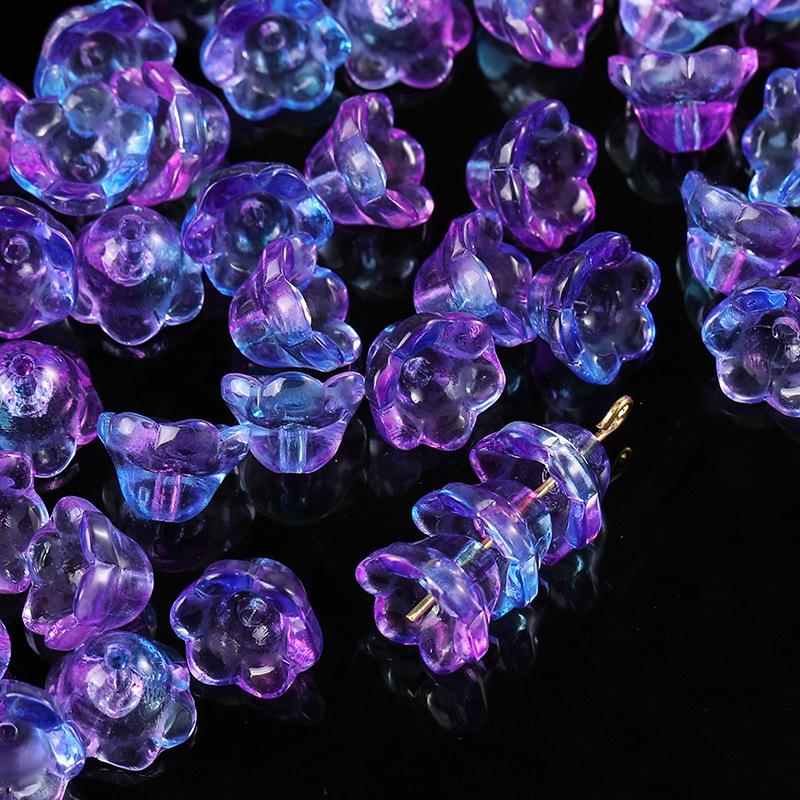 50Pcs/Bag 7X12Mm Colorful Bellflower Lampwork Beads Caps Glass Spacer Beads For Jewelry Making Diy Handmade Bracelets Hairpin