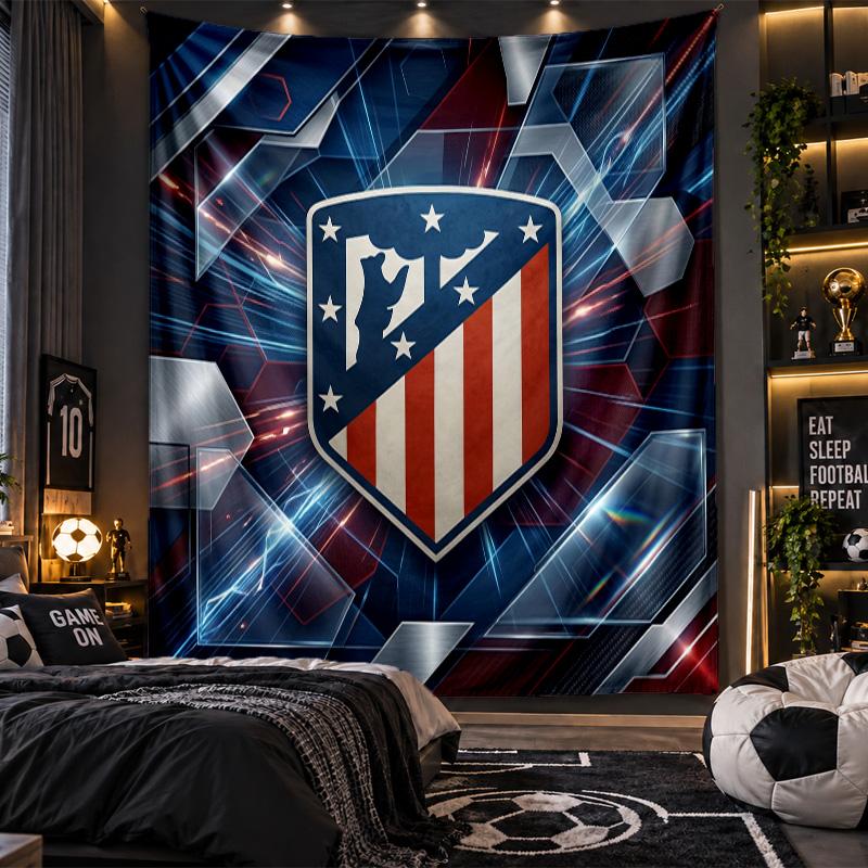 Wall Hanging Tapestry Atletico Madrid Print Cloth for Living Room Bedroom Home Decor