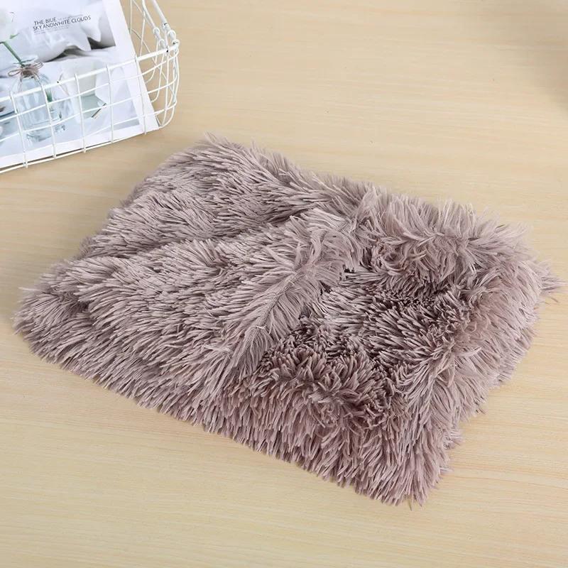 Fluffy Mat Long Plush Pet Blanket Cat Sleeping Mats Puppy Winter Warm Thin Kennel Cushion Soft Covers for Large Dogs Mattress