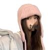 Korean-Style Photogenic Pink Knitted Wool Hat: Women's Warm, Ear-Protecting, Versatile Ski Hat for Autumn/Winter