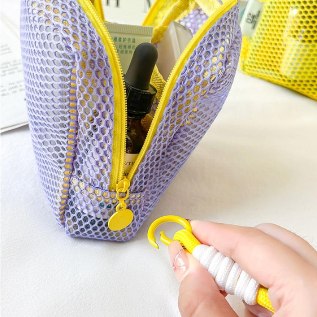 Chime Trip Small Mesh Pouch, Colorful and Vivid, Women's (STNo. 26055) (Pink, F)