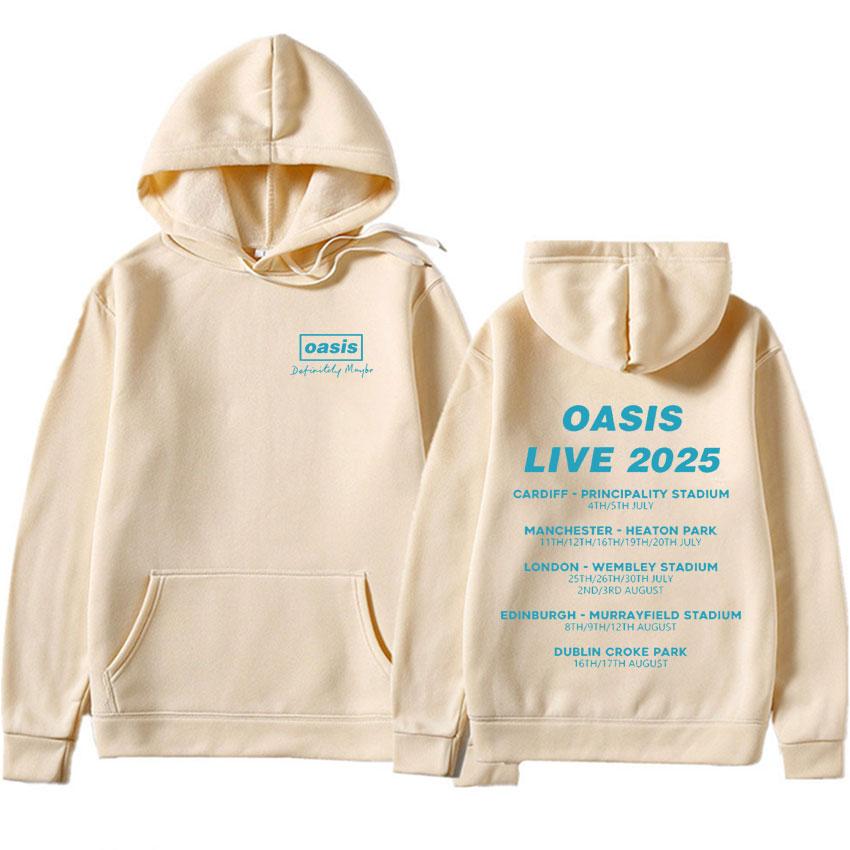 Zpěvák O-Oasis Live 25 Tour Potisk Mikina Pánská Mikiny s Dlouhým Rukávem Unisex Fleecová Volná Pulovr Y2k Oblečení