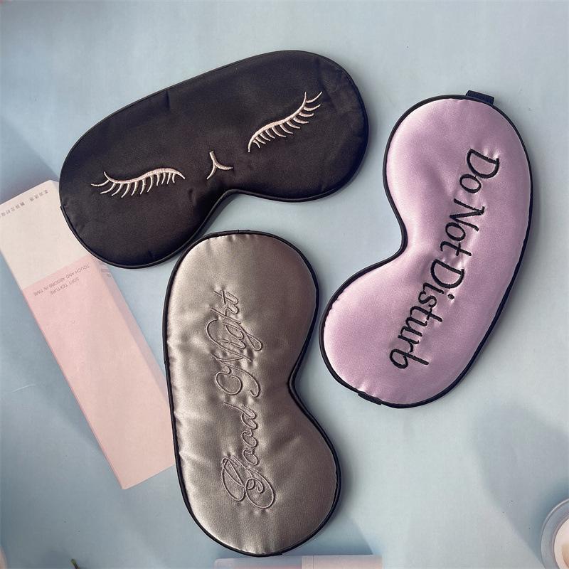 Bestickte Schlafmaske aus Seide, Augenmaske aus Seide, weiche Verdunkelungs-Augenbinde mit verstellbarem Riemen, Schlaf-Augenschutzmaske für unterwegs