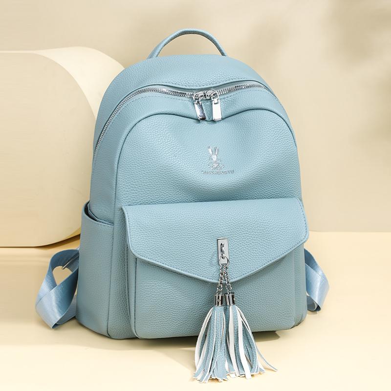 Plecak z frędzlami Plecak damski z miękkiej skóry Torba szkolna dla studenta