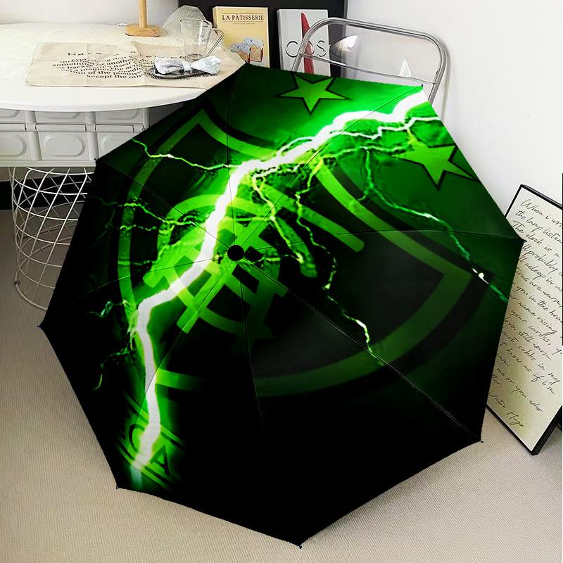 1PC Green Shield Emblem Design Printed Umbrella Folding umbrella, automatic umbrella 8-Frame for Travel, camping Fan gifts Christmas Gifts