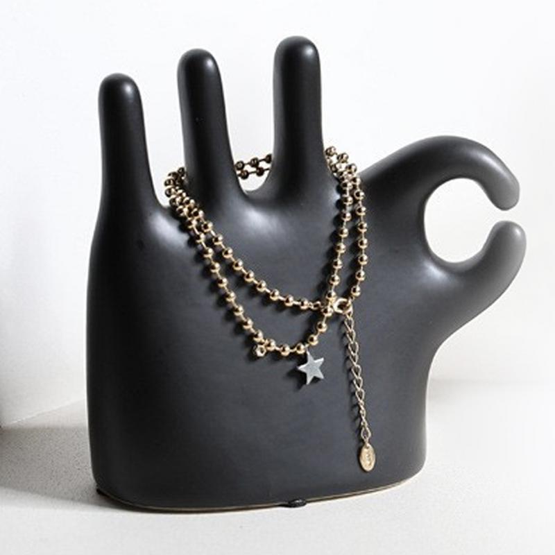 Ok Finger Statue Cute Cartoon Hand Gesture Statue Ring Stand 15cm/5.8inch Hand Gesture Sculpture Ring Holder Cartoon Cute