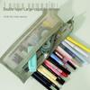 Transparent Double-Layer Mesh Pencil Case - Large Capacity Stationery Bag for Students
