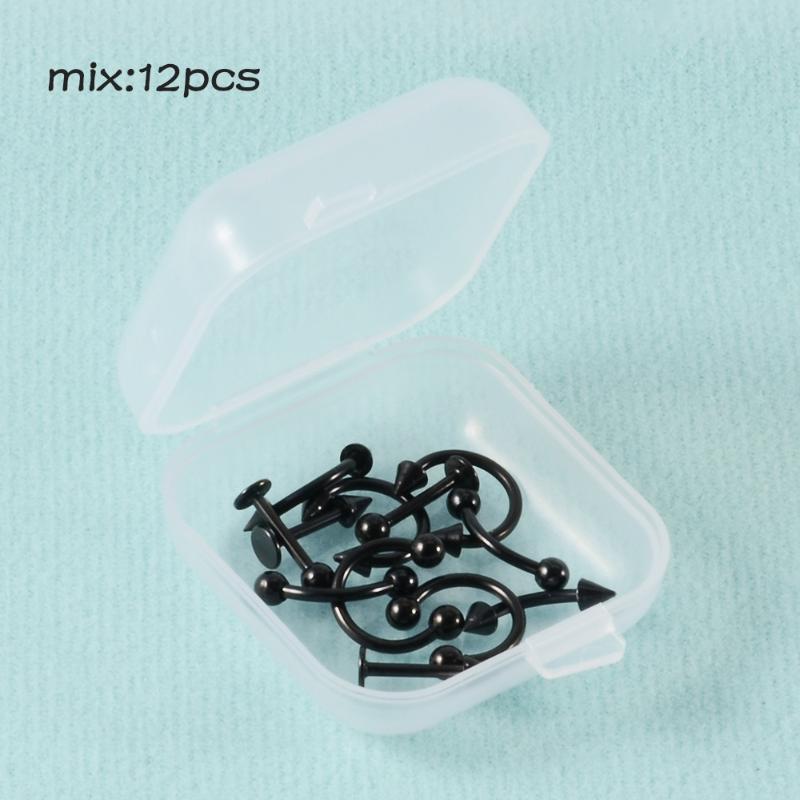 

12 шт./набор Хирургическая сталь Серебристый цвет Позолоченный Черный Радужный Пирсинг Основной Набор Украшений для Уха Носа Брови Губы 8 мм