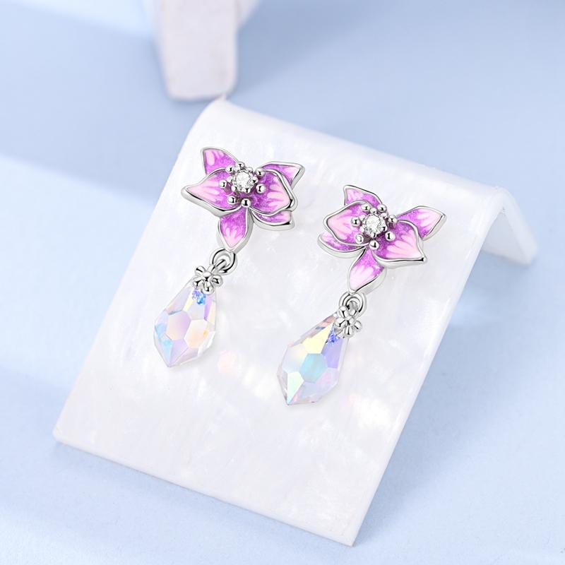 New 925 Silver Hoop Earrings Bow Strawberry Cherry Cream Sunflower Hoop Earrings For Women Fashion Party Jewelry Gift
