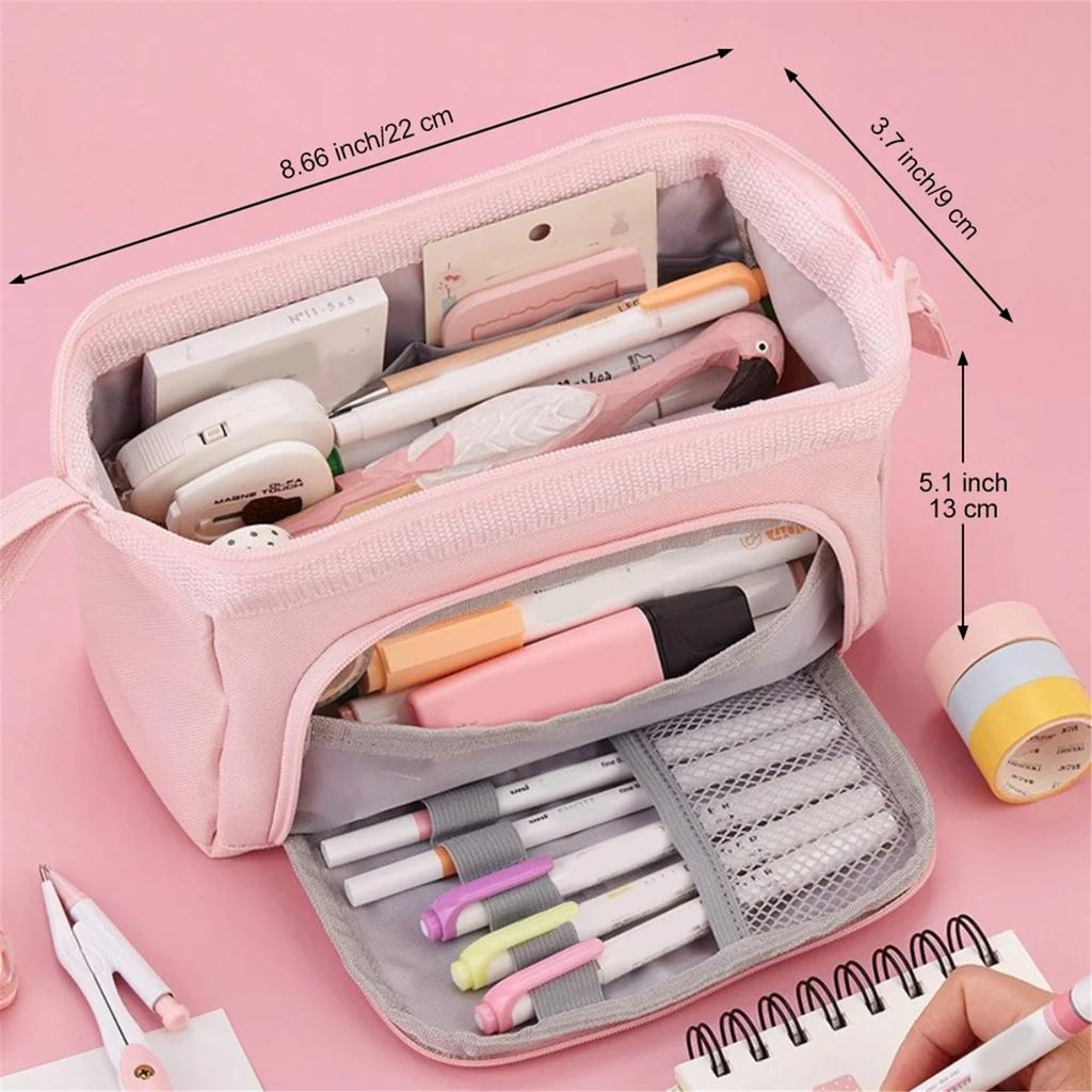 High Capacity Pencil Case, Durable Stationery Case with Handle and Easy To Grip Ring, Providing Stationery Storage Pencil Case for Girls and Adults